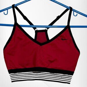 Nike Dri Fit Burgundy Red Black Lined Sports Bra Size S